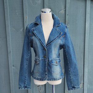 B.U.M. Equipment Women's Denim Jean Jacket  Blazer Style Size Large